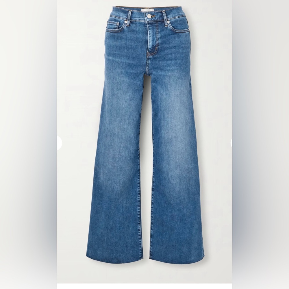 NWT FRAME Le Slim Palazzo High-Rise Wide-Leg Jeans Mermaid Blue Size 32